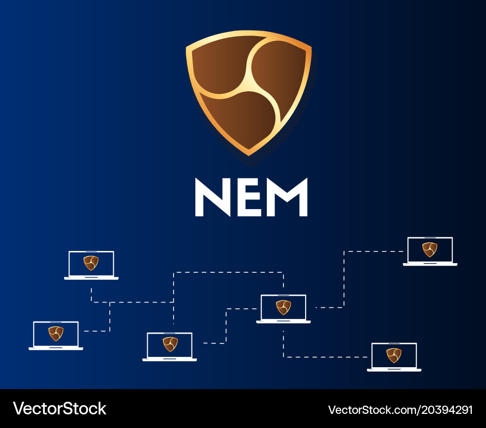 Cryptocurrency nem blockchain networking Vector Image