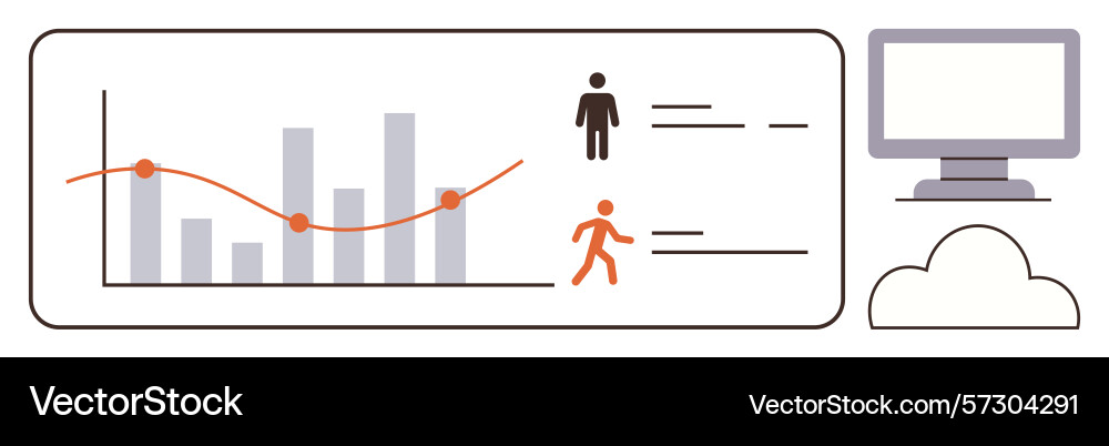 Data analysis dashboard with graph user icons Data analysis dashboard with graph user icons vector image