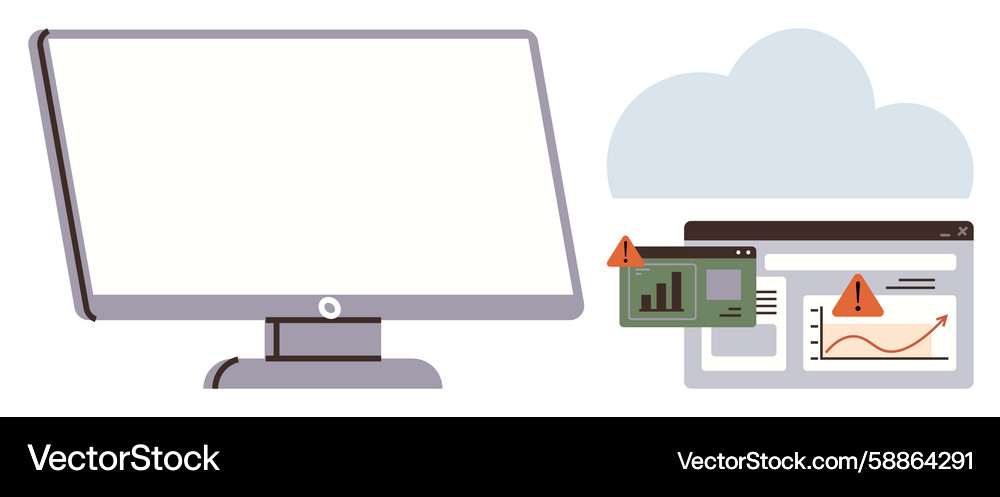 Digital monitoring with error warnings on graphs Digital monitoring with error warnings on graphs Vector Image