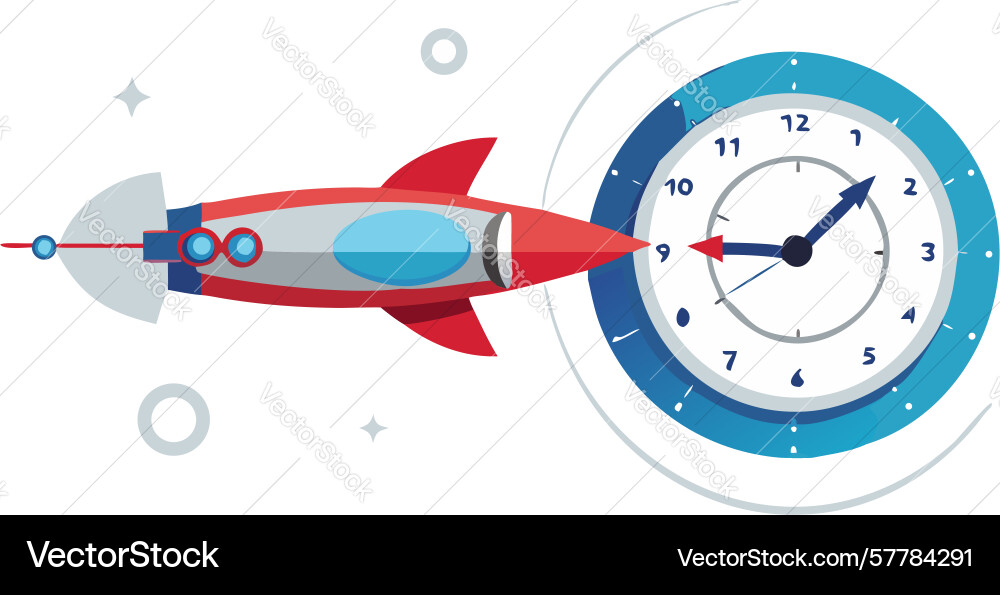 Dynamic rocket ship with central clock element Vector Image