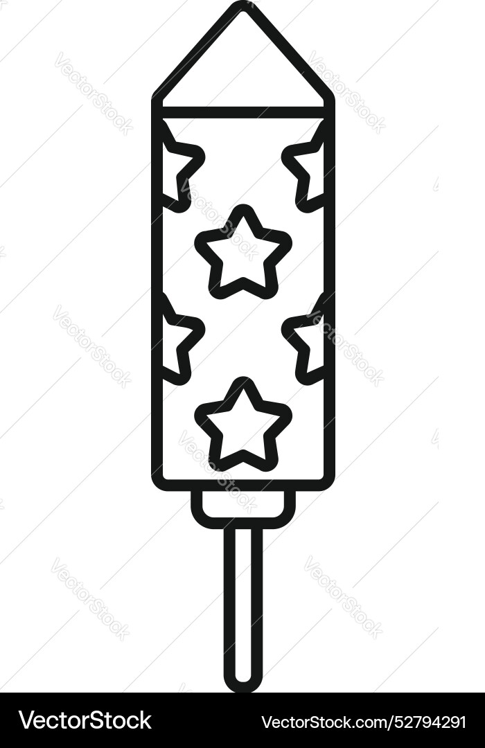 Firework rocket exploding with stars icon thin Firework rocket exploding with stars icon thin vector image