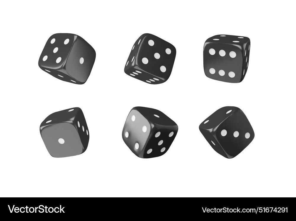 Game dice view from different angles realistic 3d Vector Image