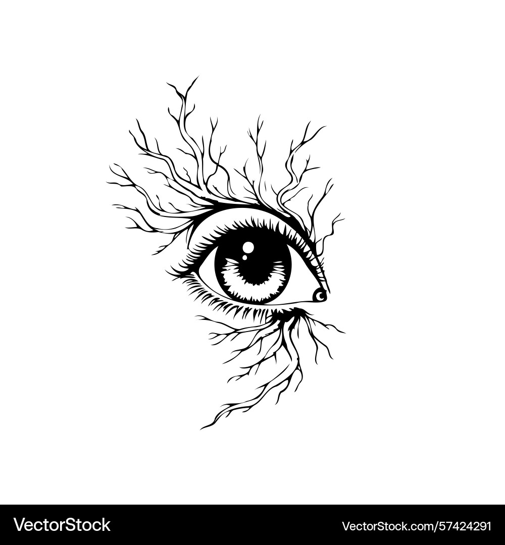 Intricate eye with tree branches a visual Vector Image