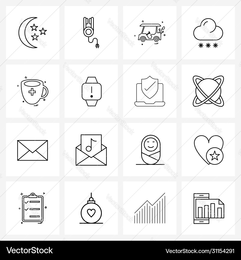 Isolated symbols set 16 simple line icons vector image