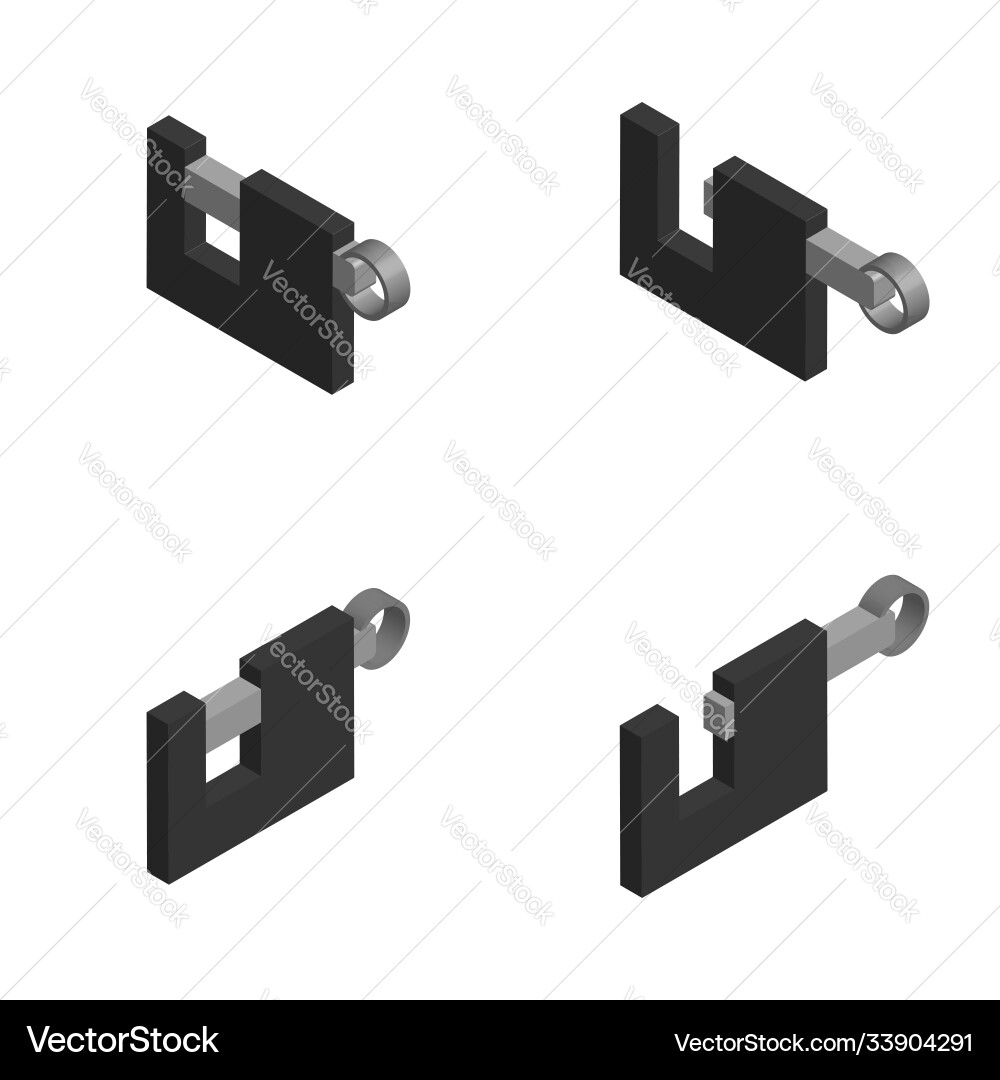 Locks in open and closed position isometric vector image
