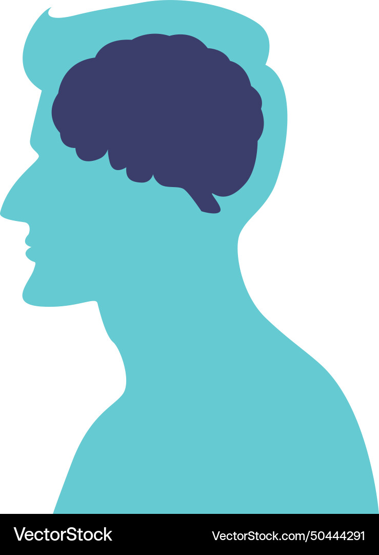 Man and brain side view Man and brain side view Vector Image