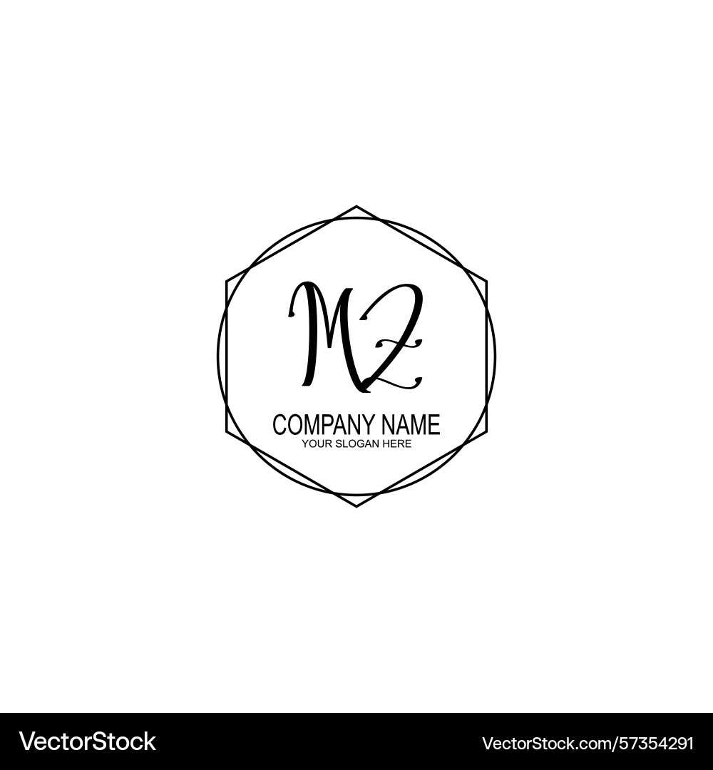 Minimalist handwritten mz initial logos with soft Vector Image