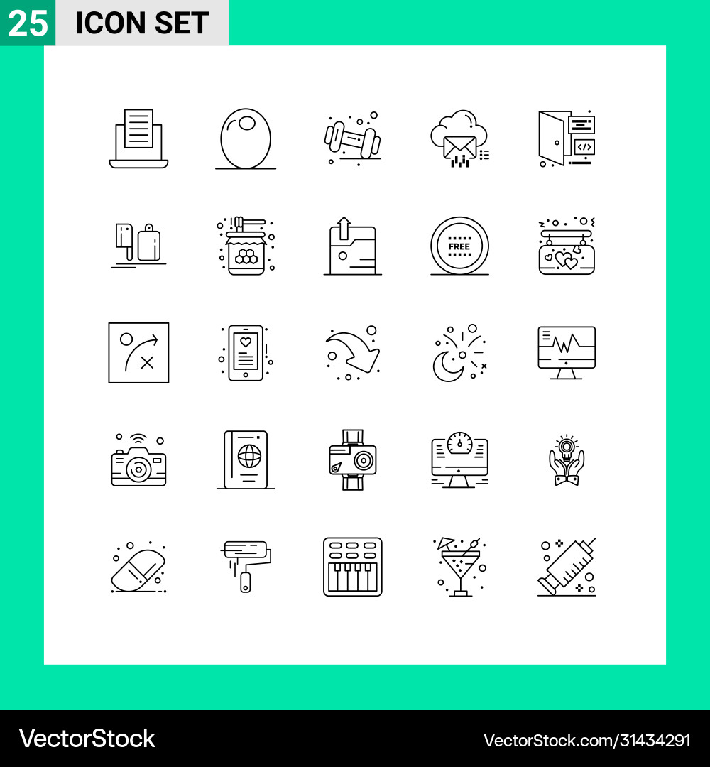 Modern set 25 lines and symbols such as coding vector image