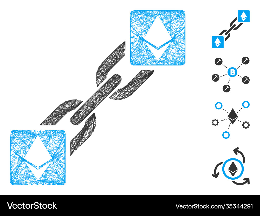 Network ethereum blockchain mesh Network ethereum blockchain mesh vector image