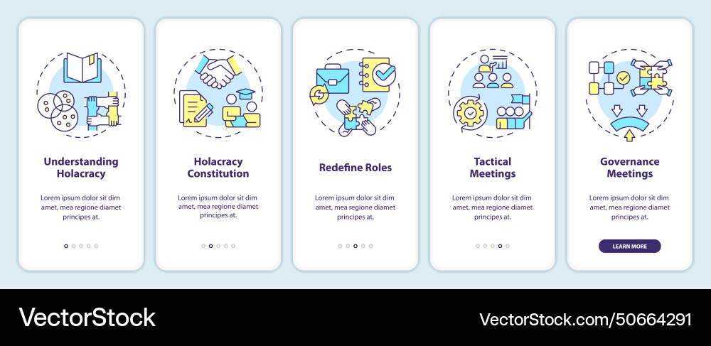 Strategy implementation steps onboarding mobile Strategy implementation steps onboarding mobile vector image