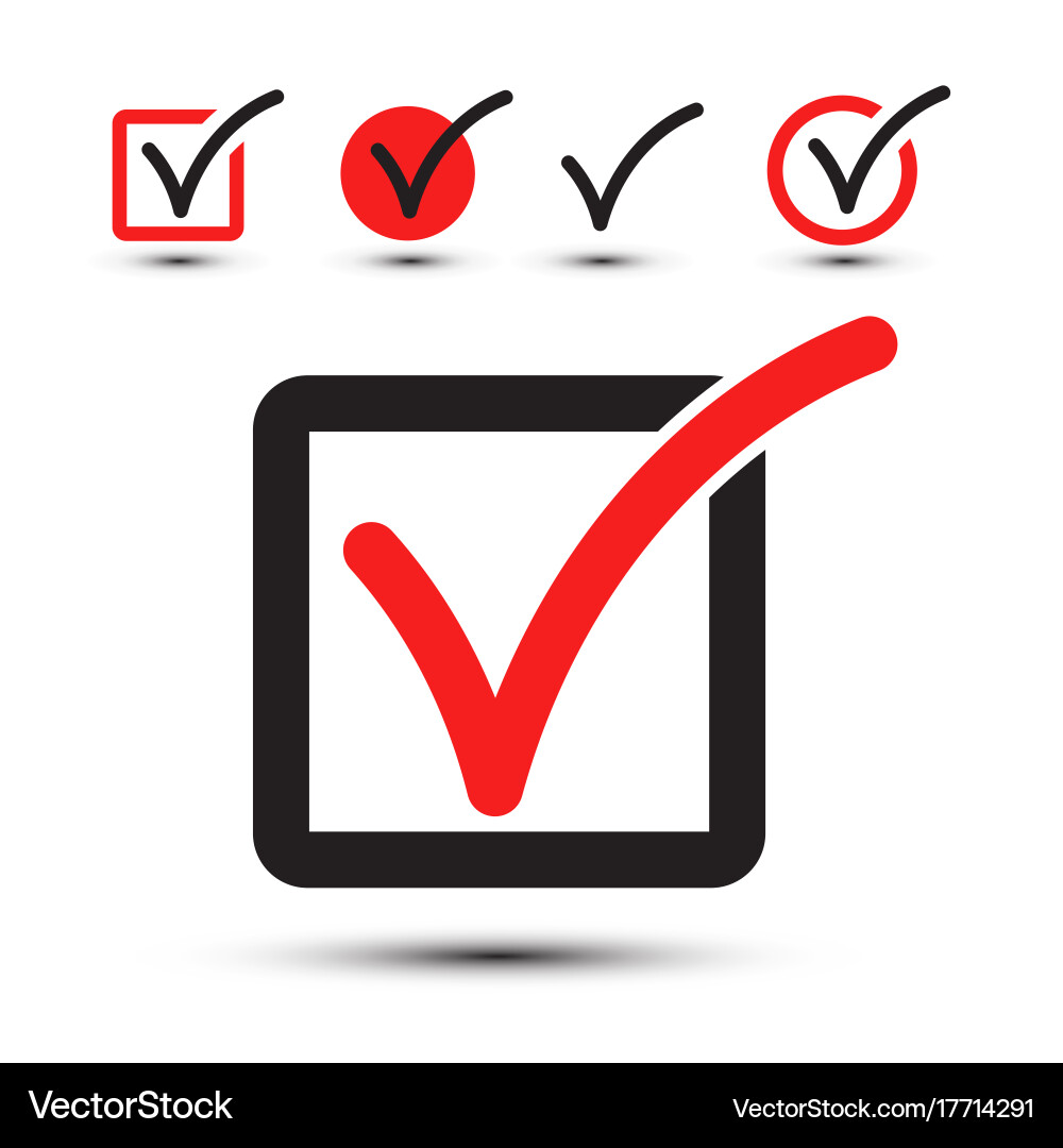 Tick symbol checkbox icon set isolated on white vector image