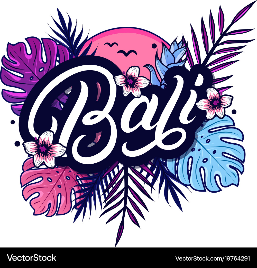 Tropical Bali Lettering Royalty Free Vector Image