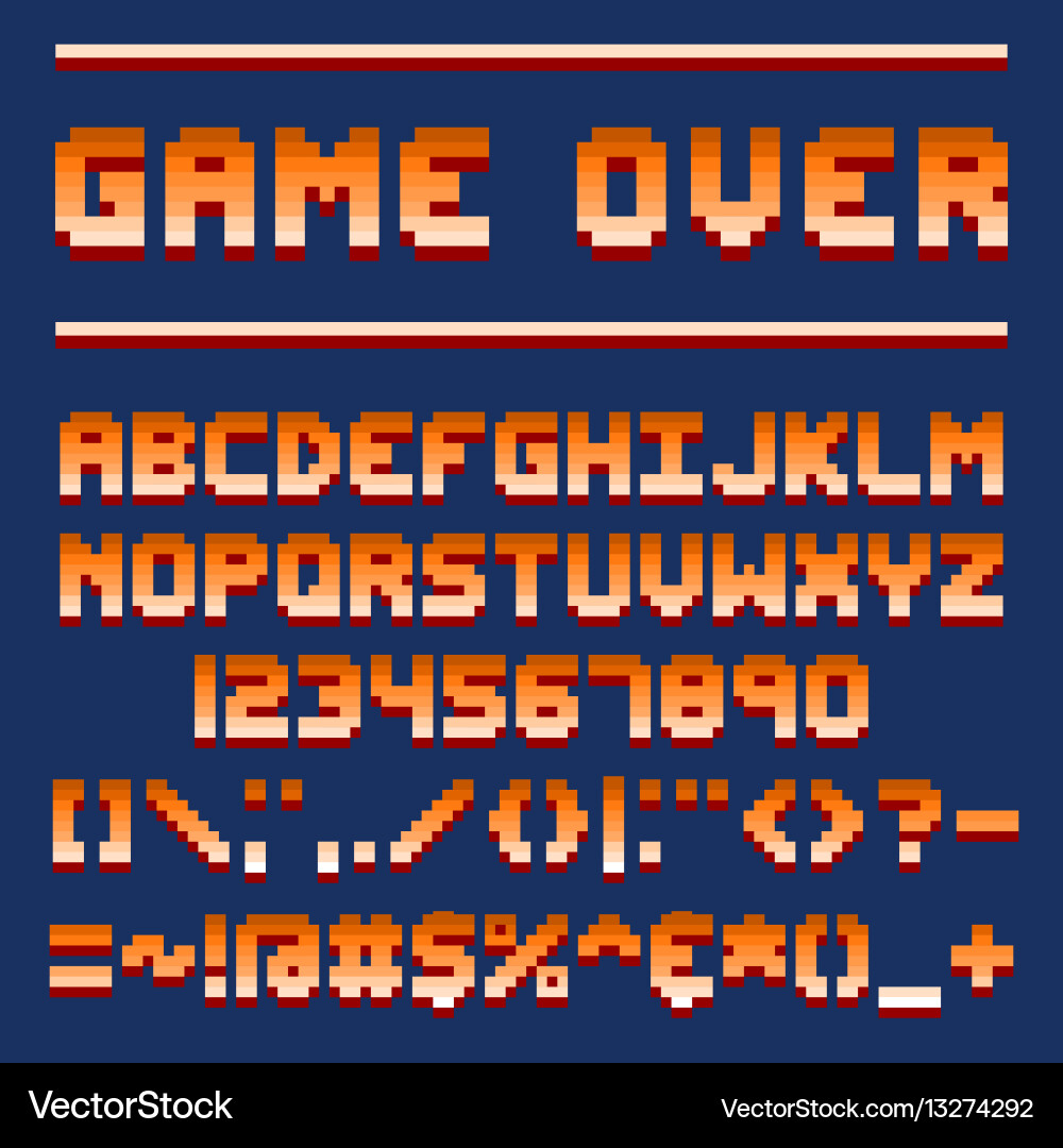 8-Bit Pixel Font Retro Game vector image