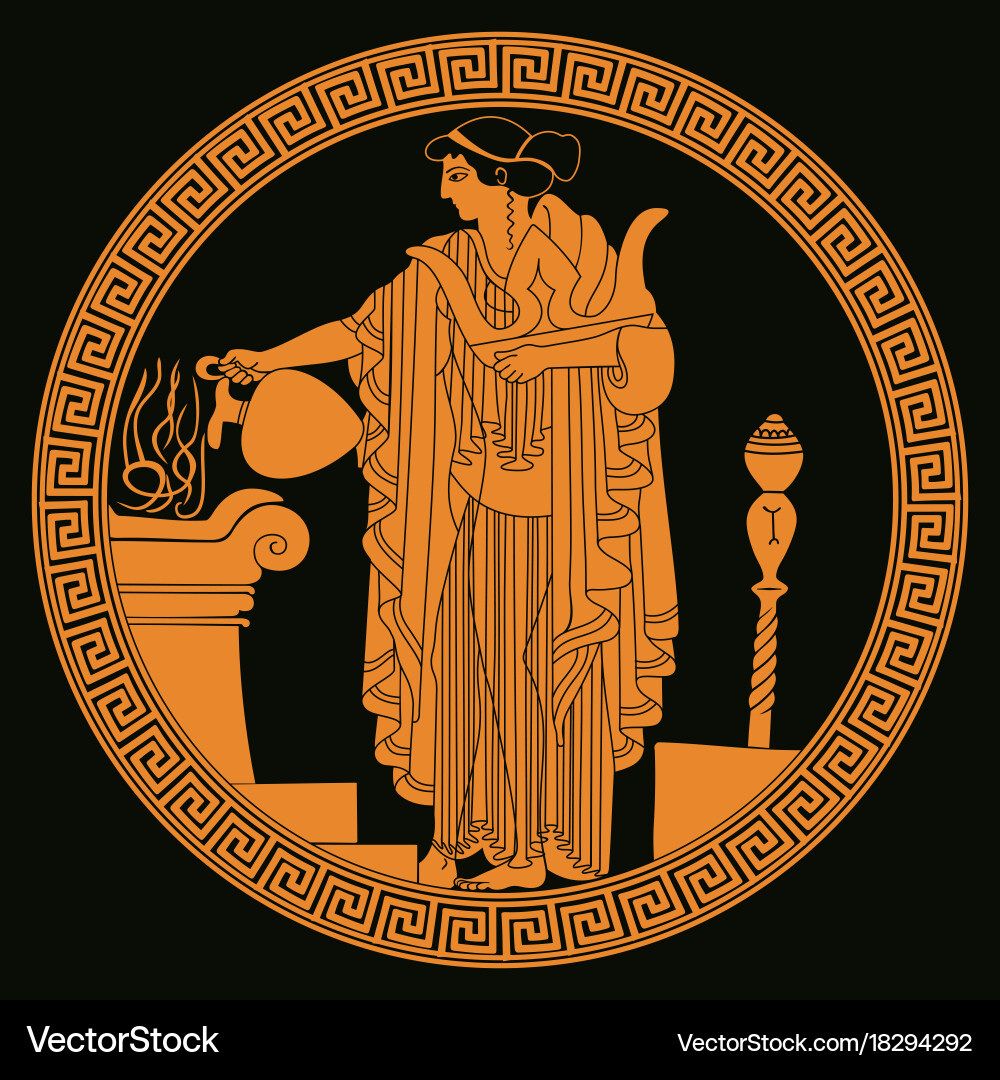 Antike griechische Vase Depicing Aphrodite Vektorbild