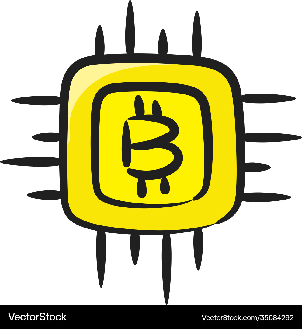 Bitcoin microprocessor vector image