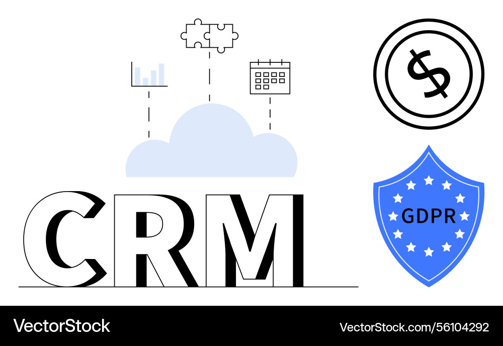 Crm concept with cloud integration gdpr Crm concept with cloud integration gdpr vector image