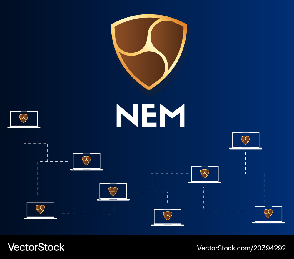 Cryptocurrency nem blockchain networking vector image