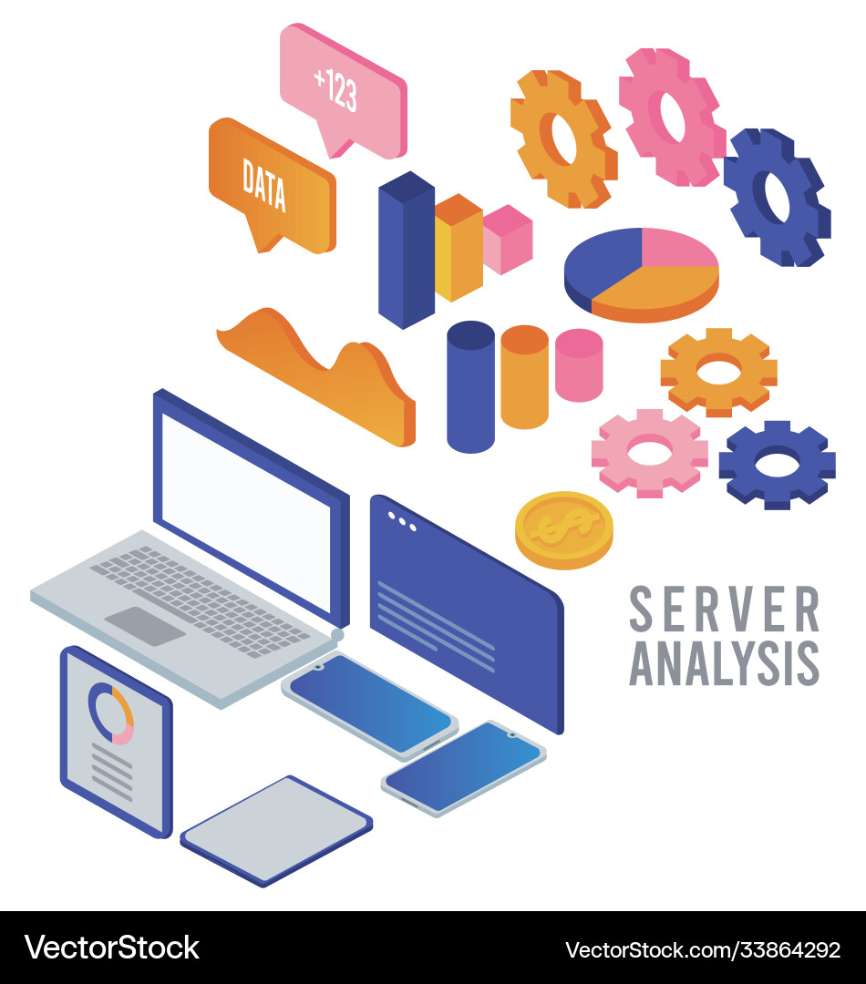 Data analysis technology with digital devices Data analysis technology with digital devices vector image