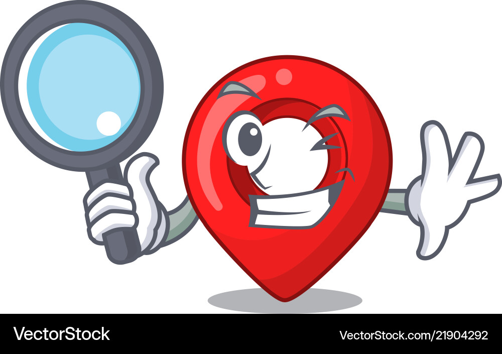 Detective navigation pin location map character Vector Image