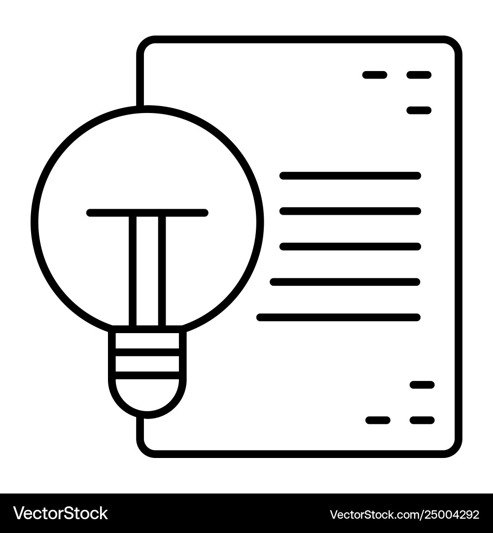 Document and light bulb thin line icon idea Document and light bulb thin line icon idea vector image