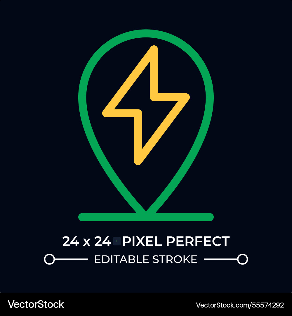 Ev charging station location dark color line ui Ev charging station location dark color line ui vector image