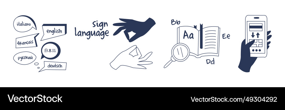 Foreign language learning and study line element Vector Image
