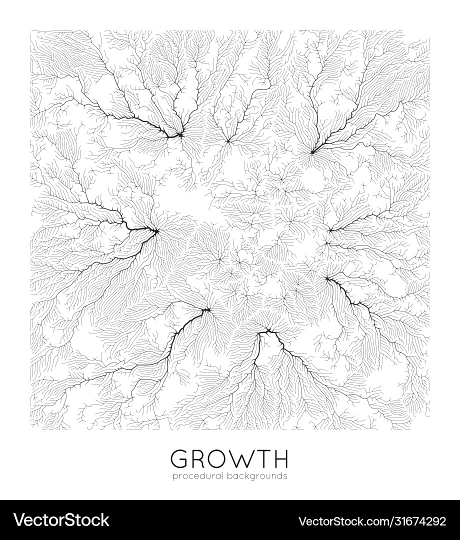 Generative branch growth pattern square vector image