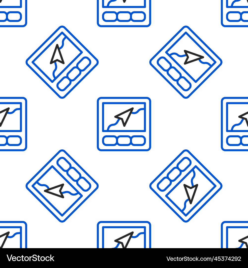 Line gps device with map icon isolated seamless vector image