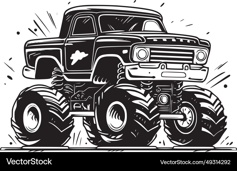 Monstertruck - schwarz-weiß isolierte Ikone Monstertruck - schwarz-weiß isolierte Ikone vektorbild