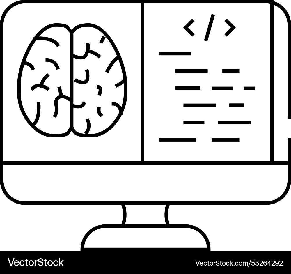 Neuroinformatics neuroscience neurology line icon Neuroinformatics neuroscience neurology line icon Vector Image