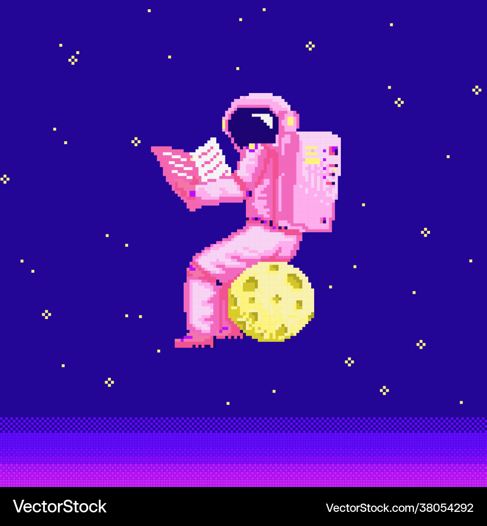 Pixel art astronaut spaceman 8 bit objects space Pixel art astronaut spaceman 8 bit objects space vector image