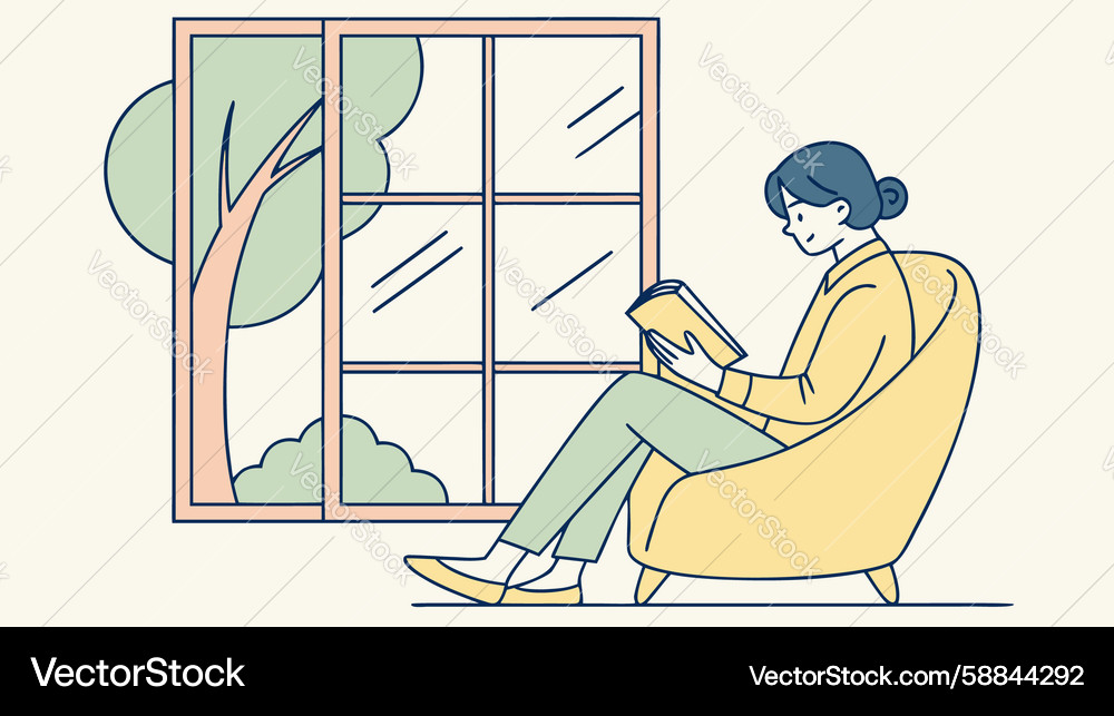 Relaxing Reader by Window Vector Image