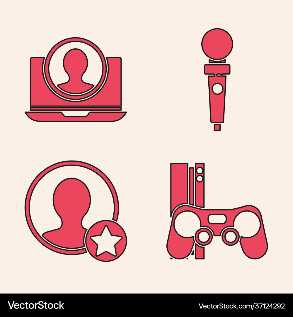 Set game console with joystick create account Vector Image