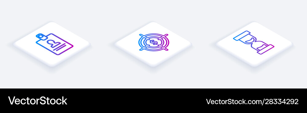 Set isometric line identification badge target Set isometric line identification badge target Vector Image