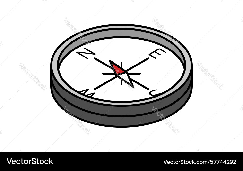 Simple line drawing icon of a compass pointing Simple line drawing icon of a compass pointing Vector Image