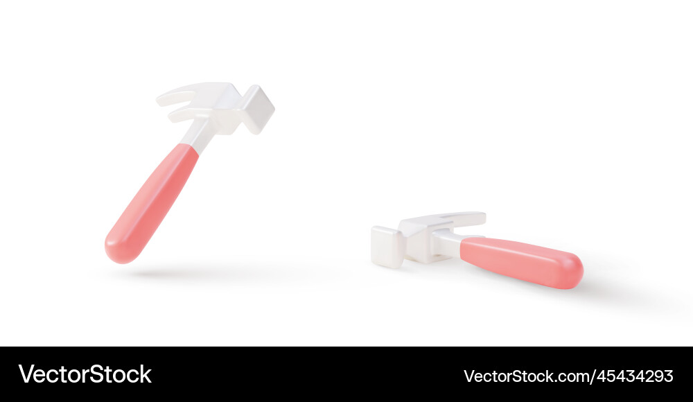 3d realistic simple with two hammer 3d realistic simple with two hammer vector image