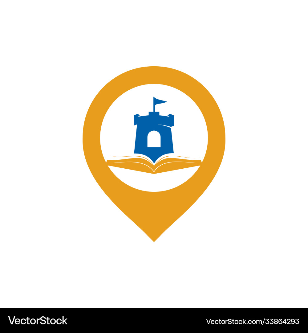 Castle book with pin pointer logo design Castle book with pin pointer logo design Vector Image