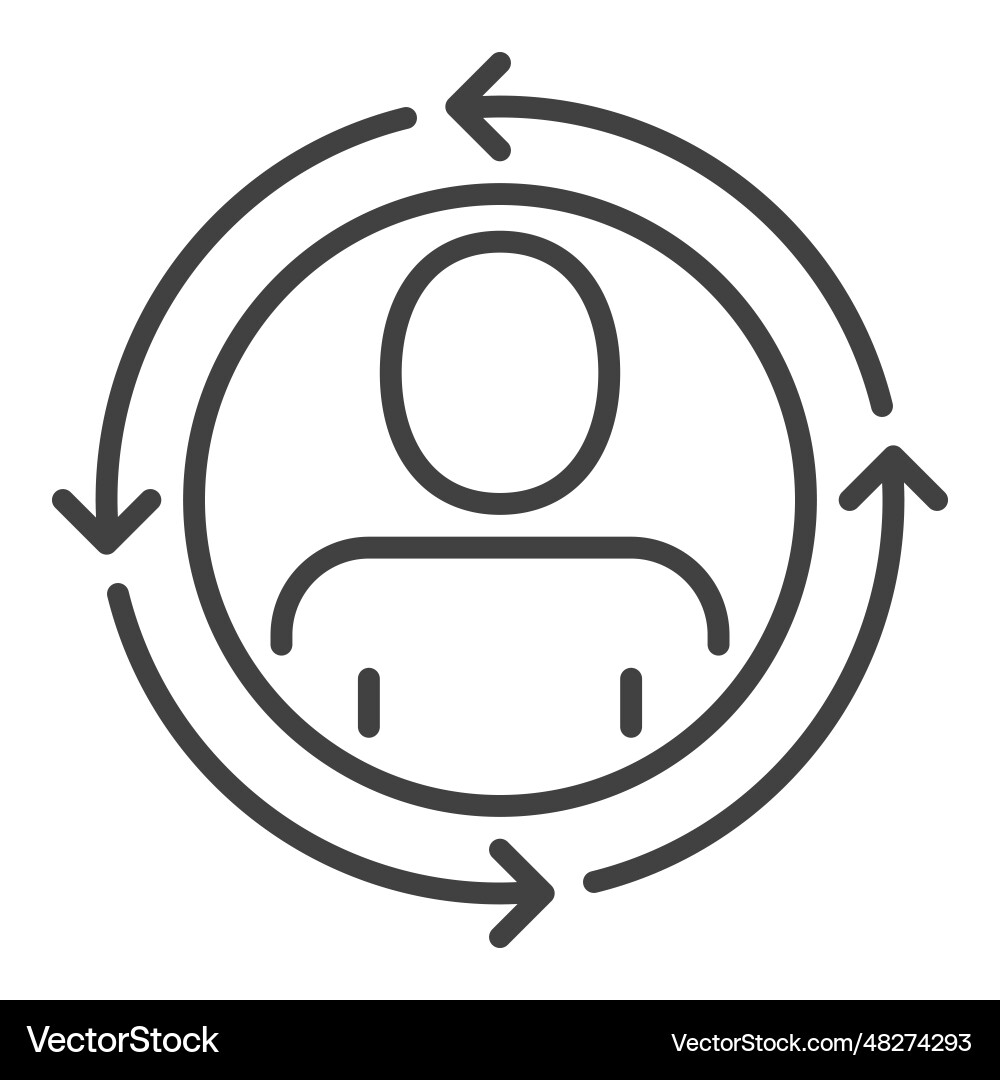 Circle with man inside arrows concept line icon Circle with man inside arrows concept line icon vector image