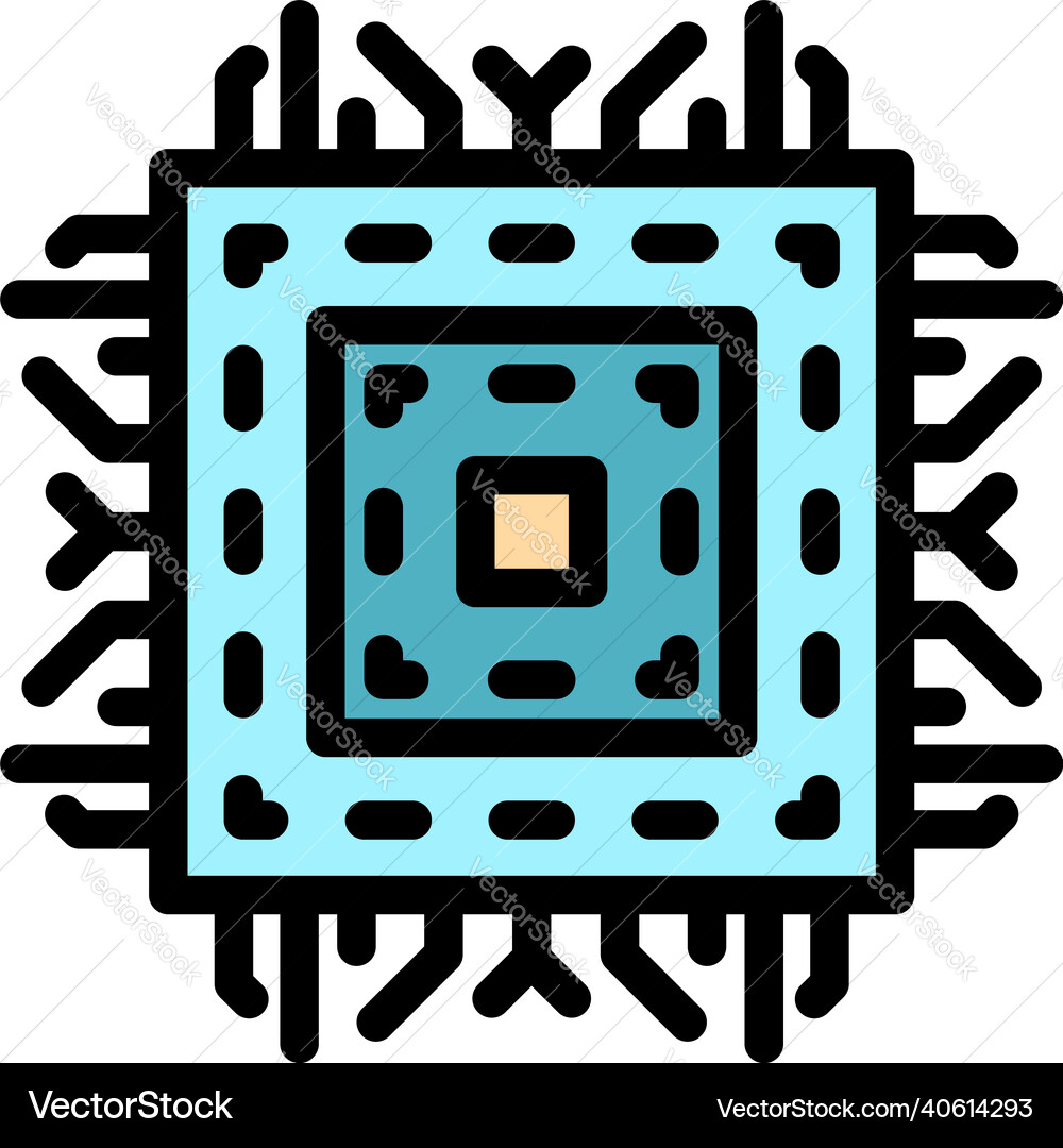 Component processor icon color outline Component processor icon color outline vector image