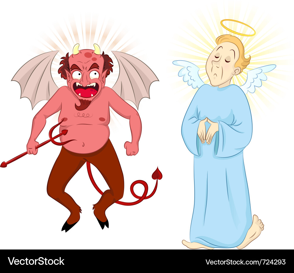 Devil and Angel Cartoon Vector Image
