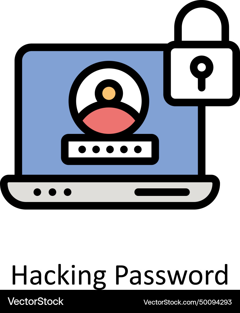 Hacking password filled outline icon style vector image