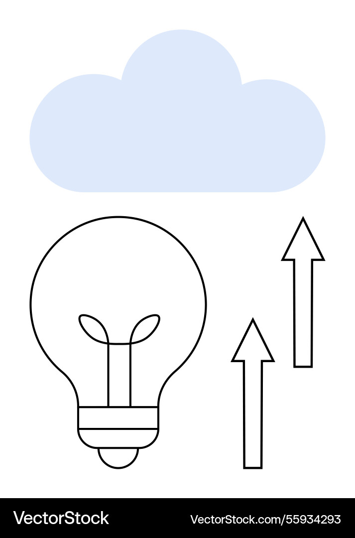 Lightbulb and arrows connecting to cloud Lightbulb and arrows connecting to cloud vector image