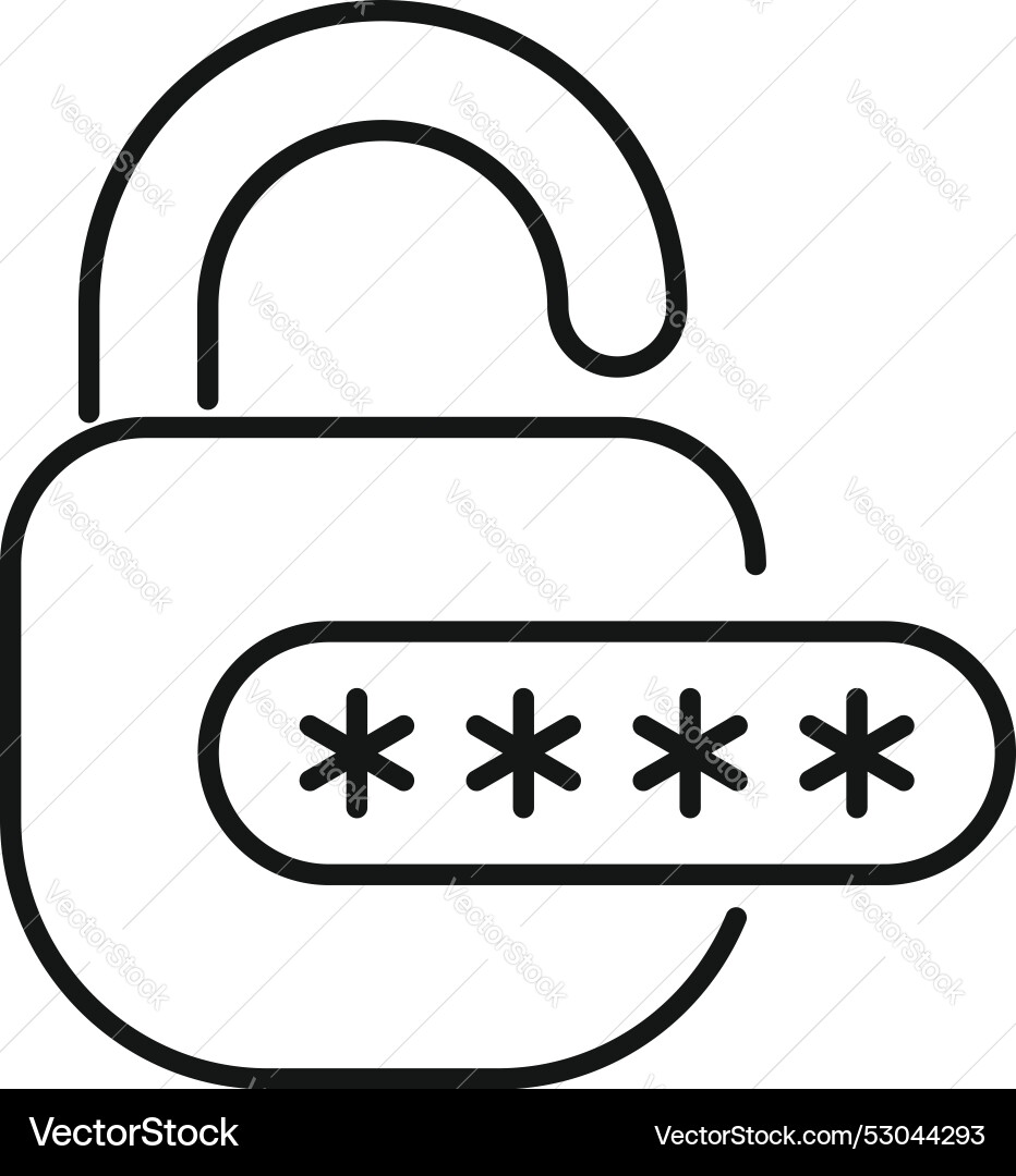 Open padlock displaying password with stars Open padlock displaying password with stars vector image