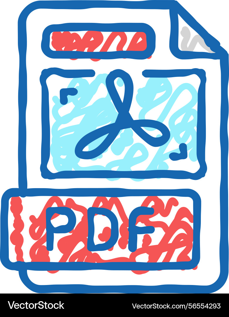 Pdf file format document icon doodle Pdf file format document icon doodle vector image