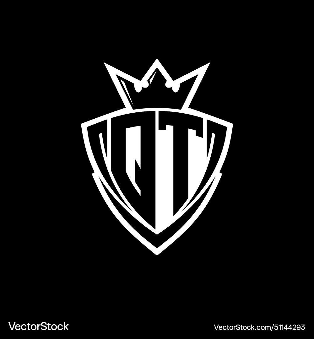 Qt letter logo with sharp triangle shield shape Qt letter logo with sharp triangle shield shape Vector Image