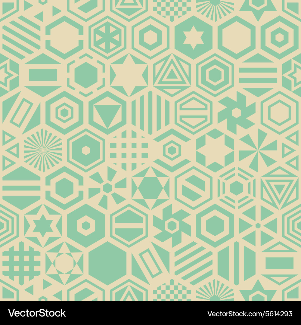 Retro Geometric Hexagonal Pattern Vector Image