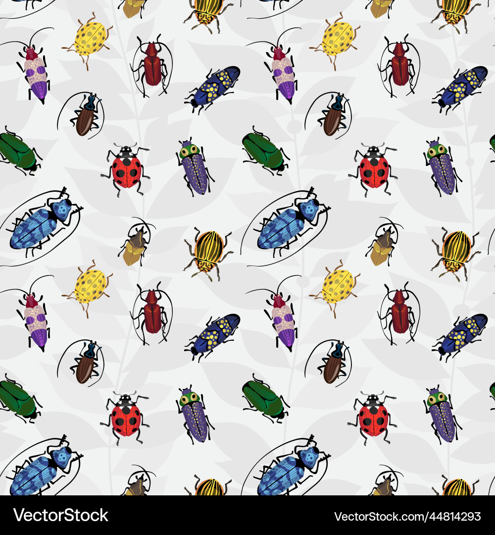 Seamless pattern with colorful bugs Vector Image