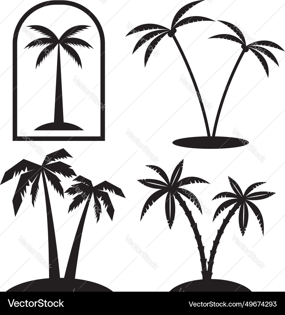 Set of palm tree labels and design elements Set of palm tree labels and design elements vector image