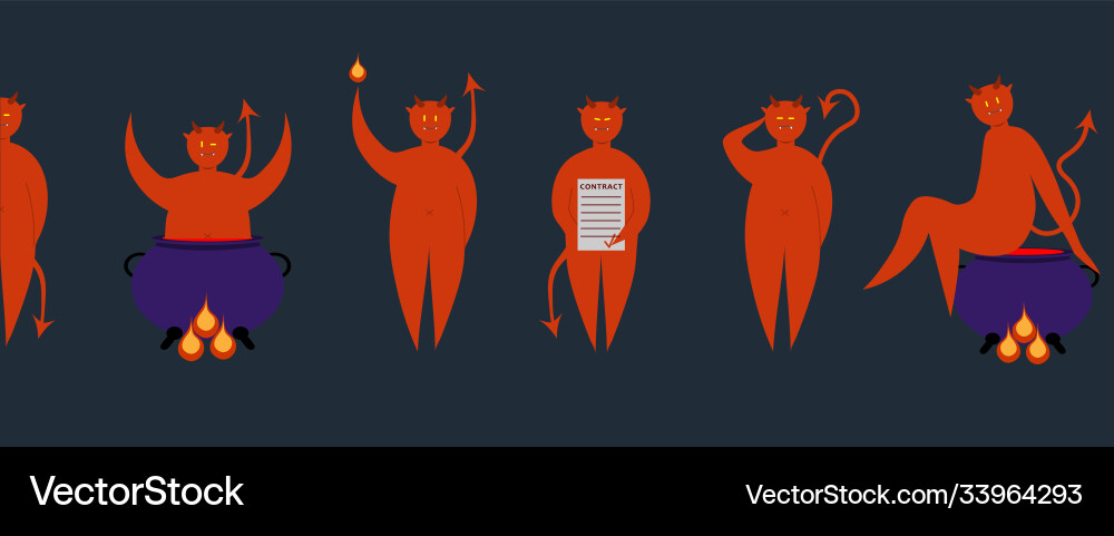 Set red devils character in different pose Set red devils character in different pose vector image