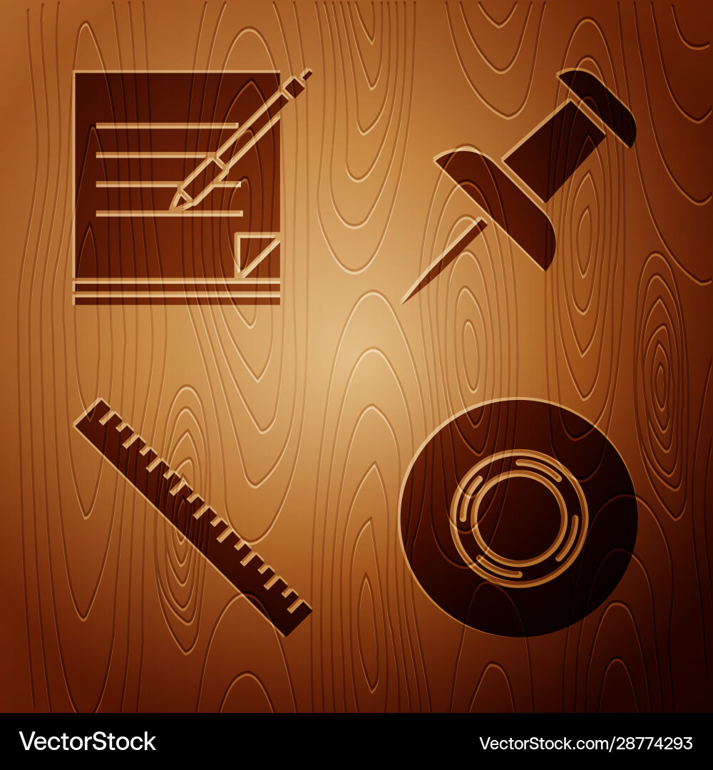 Set scotch blank notebook and pen ruler push Set scotch blank notebook and pen ruler push vector image